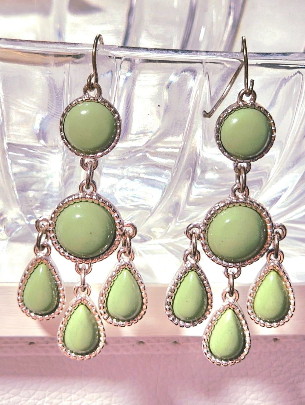 Light Green Chandelier Drop Earrings